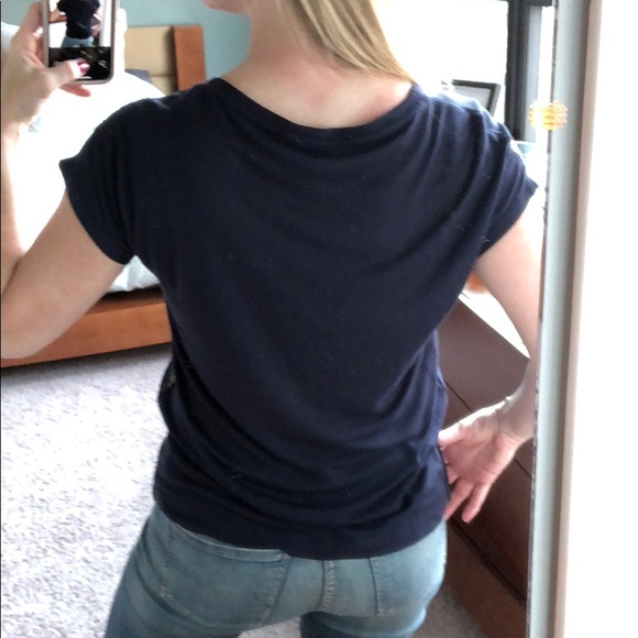 Navy Silk beaded Club Monaco Top - Picture 2 of 5